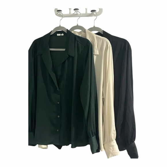 GAP Tops - Bundle of GAP lightweight satiny blouses XXL Cream, Black and Dark Green